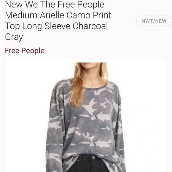 Free People charcoal combo camo Arielle too. Small. NWT - Picture 4 of 7